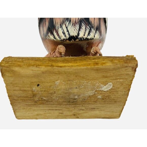 Vintage 1960s Hand Carved Wood Owl Spring Feet Mid Century Primitive Steampunk - Picture 12 of 12